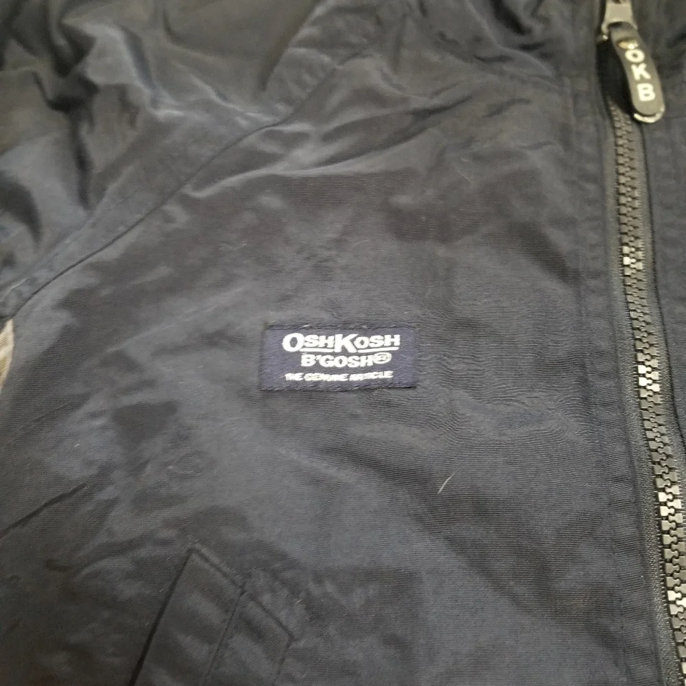 💕 OshKosh Bosh Dark Blue Gray Classic Hoodie Jacket Pockets WindBreaker Spring - Picture 4 of 8